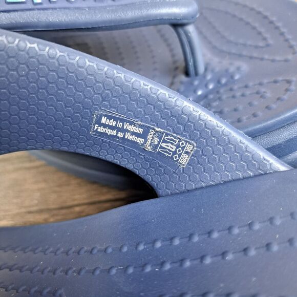 Crocs Monterey Diamante Wedge Sandals Women's Sz 9 Navy (VGC) - Picture 8 of 8